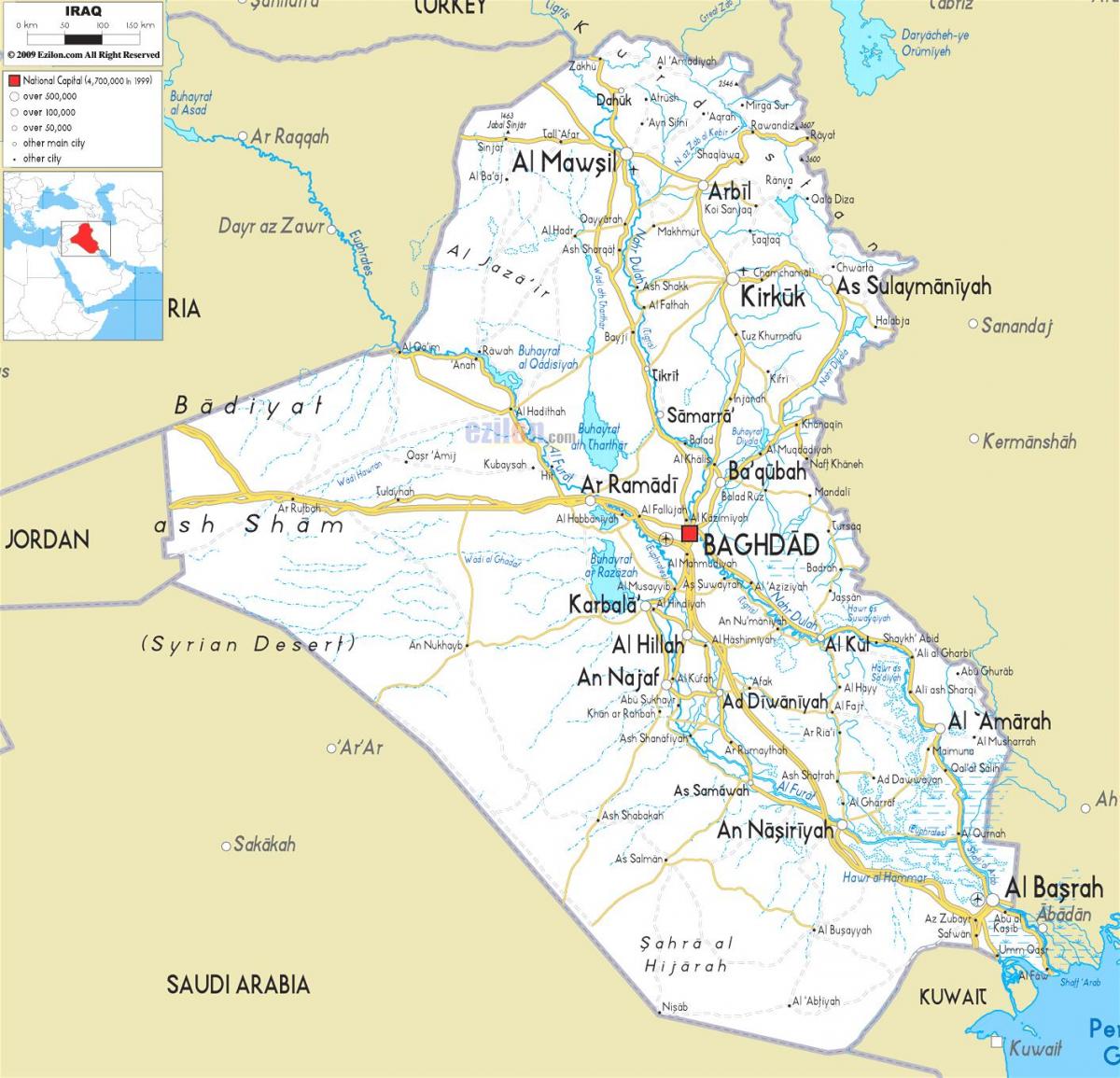 Zemljevid Iraku reke