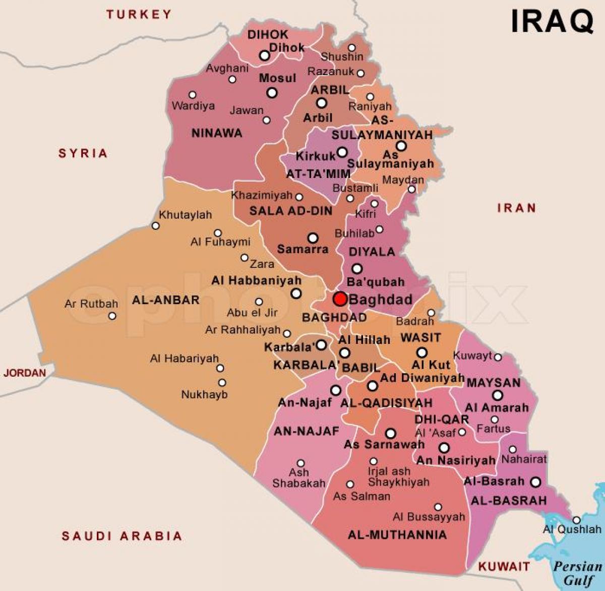Zemljevid Iraku članice